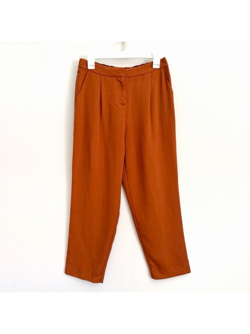Vetta Burnt Orange Wide Leg Tapered Crop Pant Tencel Trousers Women’s Size 8
